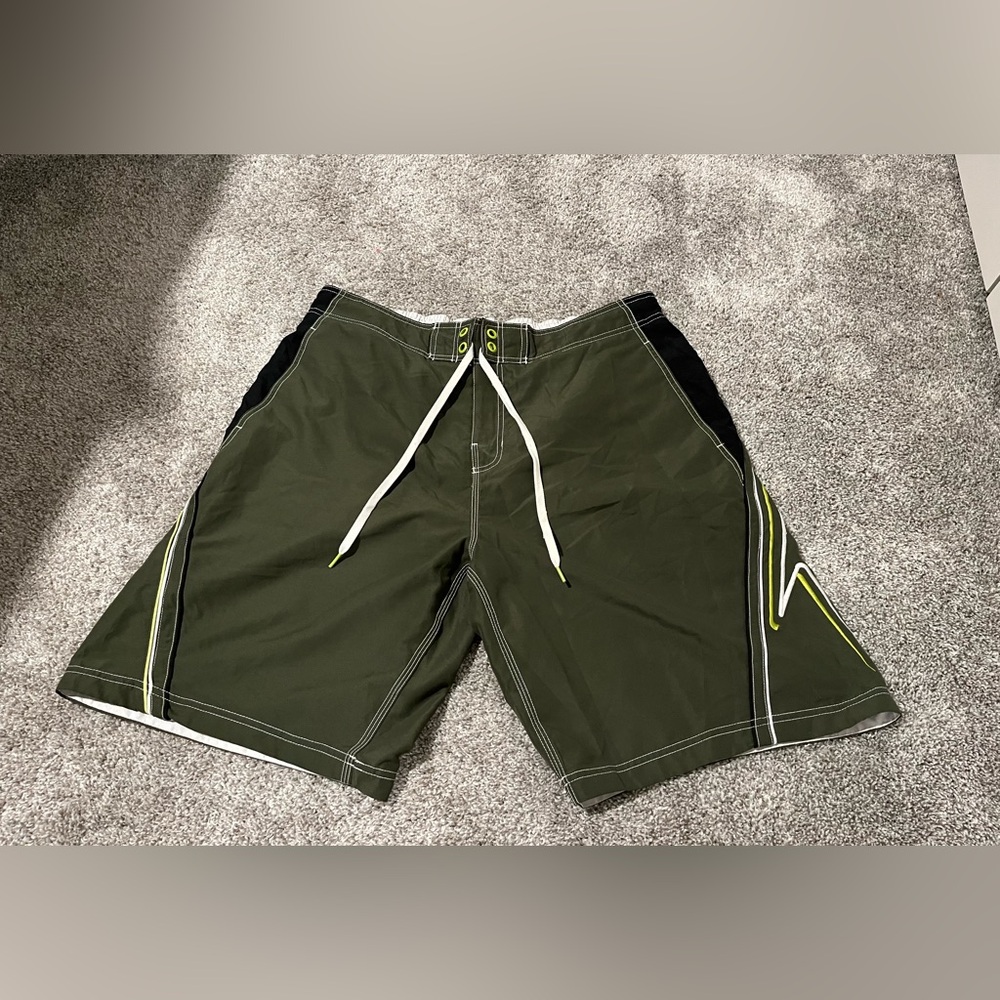 Speedo Green and Black Swim Board Shorts with Athletic Design